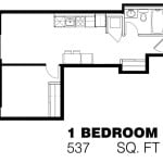 169 Lisgar - 1 Bedroom Apartment Floorplan
