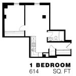 169 Lisgar - 1 Bedroom Apartment Floorplan